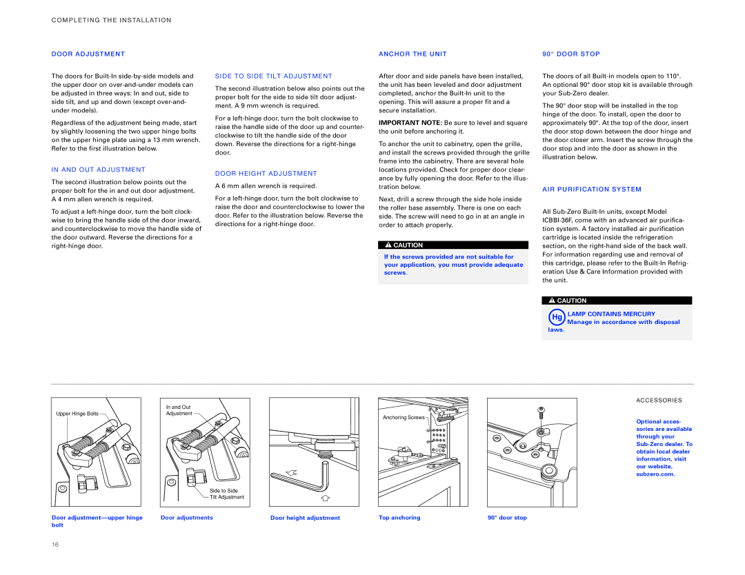 Sub-Zero ICBBI-36F, ICBBI-36RG installation instructions CO Mplet ING TH E Installa TI on 