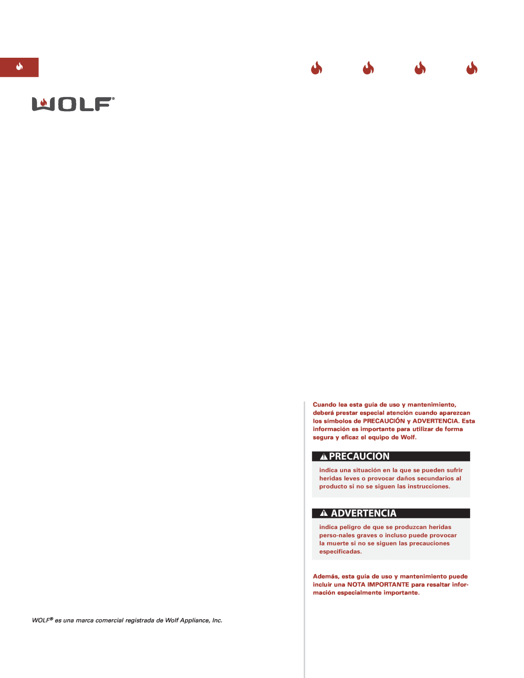 Sub-Zero ICBCT15G manual Precaución, WOLF es una marca comercial registrada de Wolf Appliance, Inc 