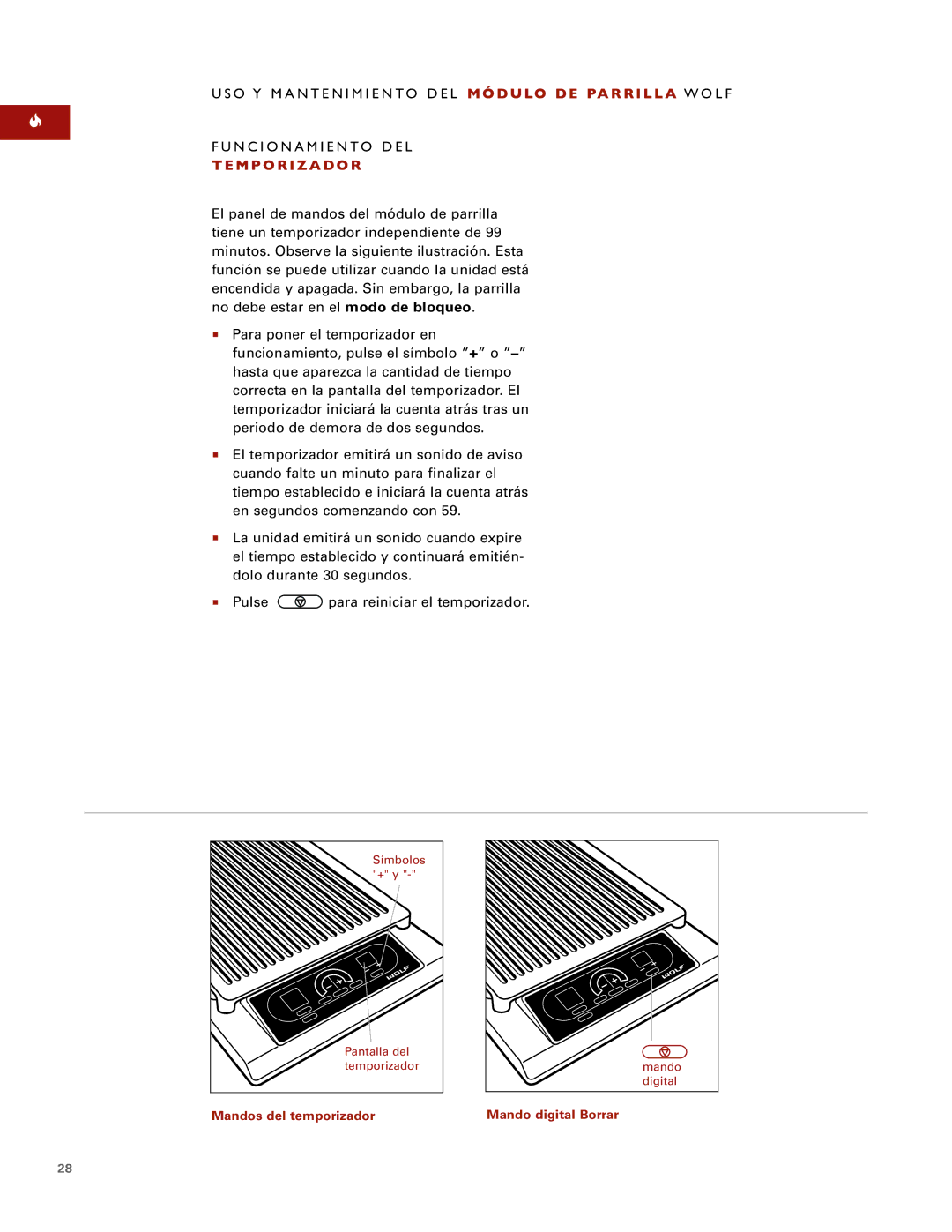 Sub-Zero ICBIG15/S manual US O Y M Antenimie, NTO DEL Módulo DE Parrilla Wolf, FUN C ION AM Iento, TEM Pori ZA do R 