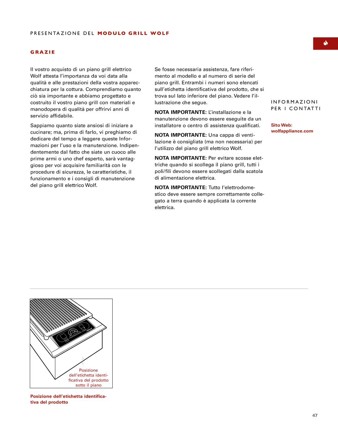 Sub-Zero ICBIG15/S manual ES EN TAZ Ione DE L Modulo GRI LL WO LF, Graz IE, Fo Rm Azi O Ni Pe R I C O N Tat T 