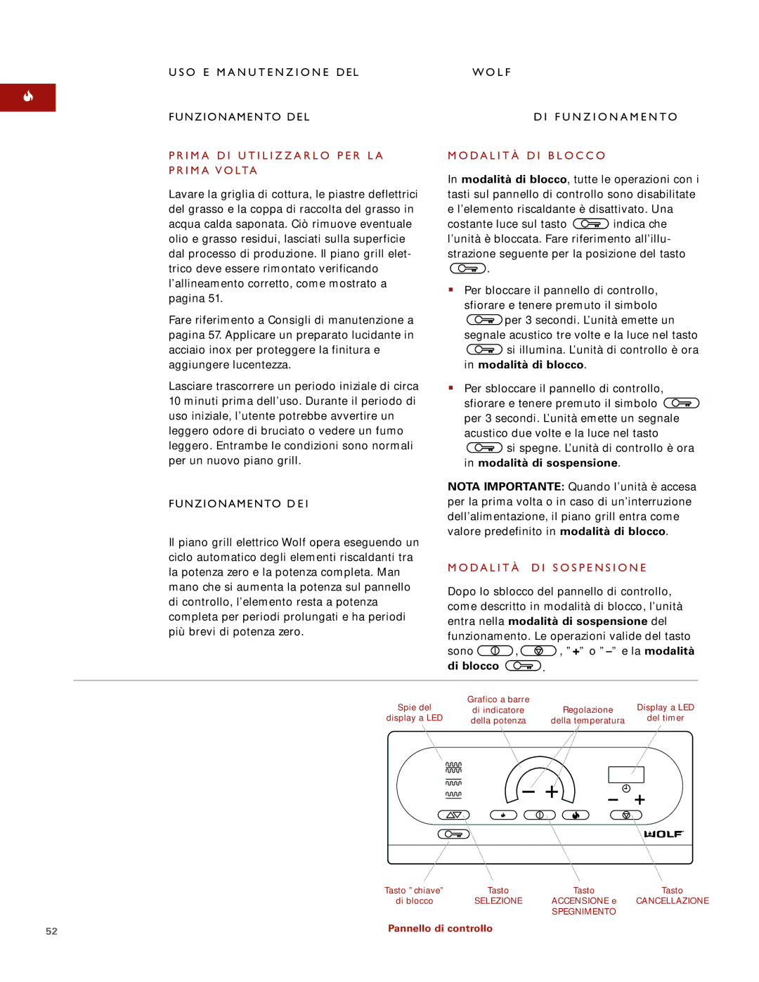 Sub-Zero ICBIG15/S manual Pi Ano Ri Ll, Modalità di blocco, Di blocco 