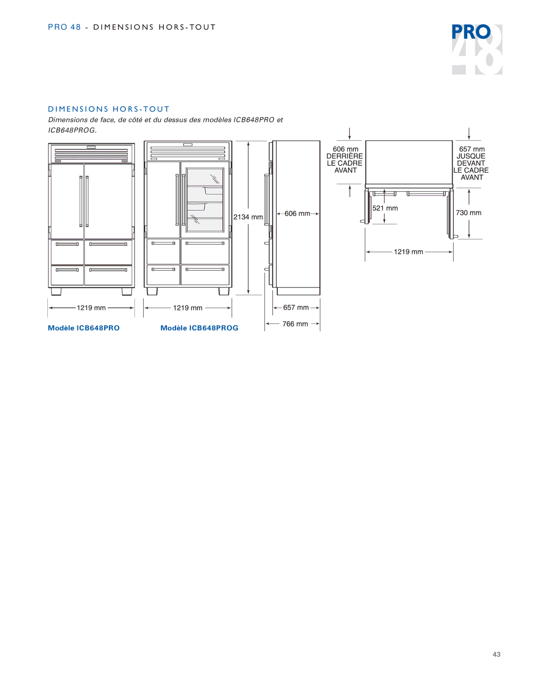 Sub-Zero PRO 48 installation instructions M E N S I O N S H O R S T O U T 