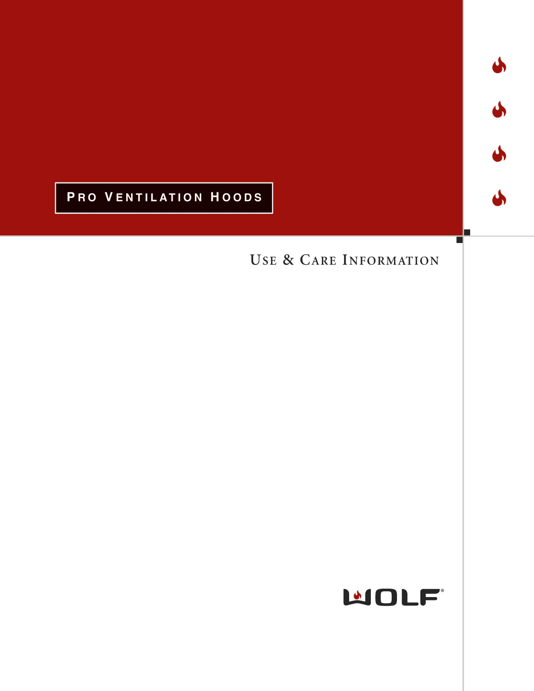 Sub-Zero PRO VENTILATION HOODS manual USE & Care Information 