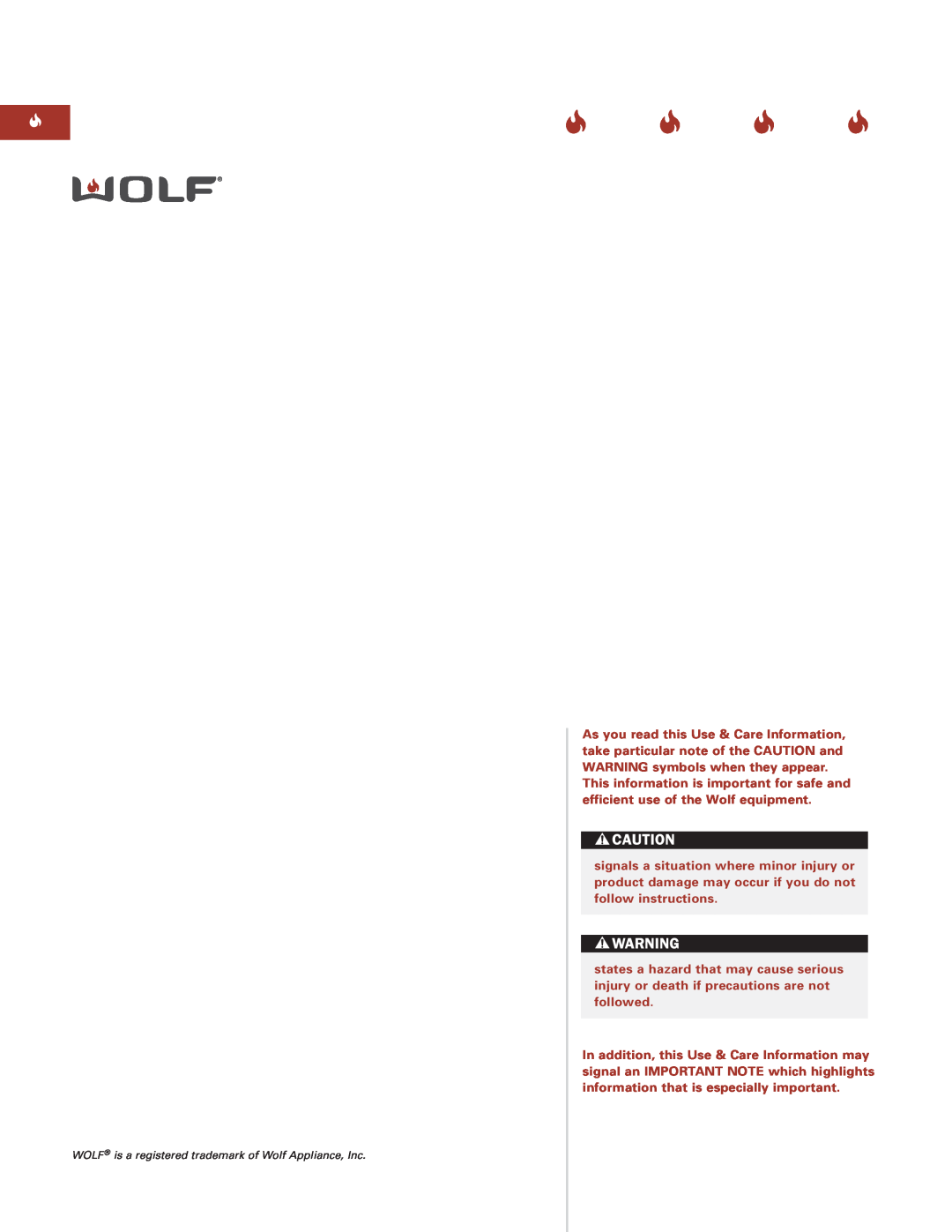 Sub-Zero Sealed Burner RangeTop manual WOLF is a registered trademark of Wolf Appliance, Inc 