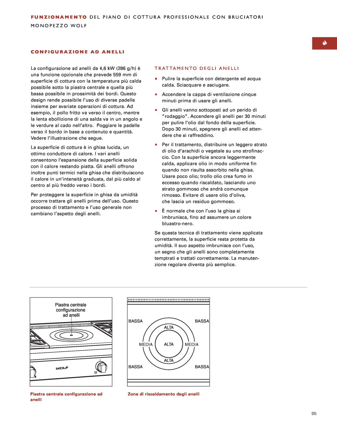 Sub-Zero Sealed Burner RangeTop manual C O N F I G U R A Z I O N E A D A N E L L, Trattamento Degli Anelli 