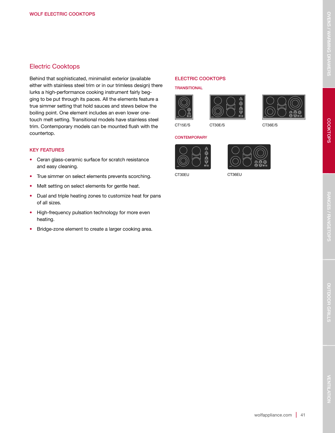 Sub-Zero DO30-2F/S-TH NA, SO30-2U/S-TH SO30TE/S/TH, SO30-2F/S-TH NA, SO30-2F/S-PH SO30PE/S/PH Wolf Electric Cooktops 