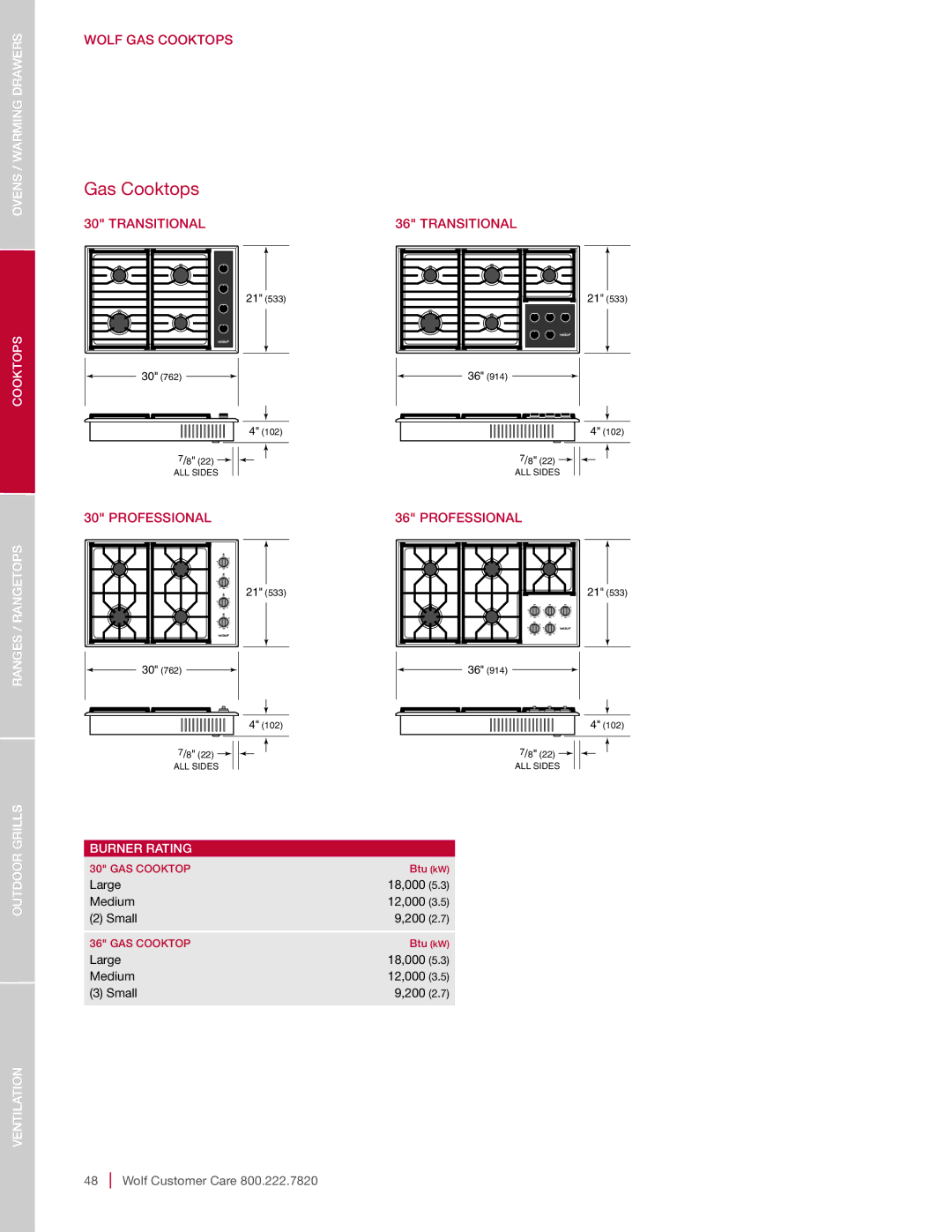 Sub-Zero SO30-2U/S-TH SO30TE/S/TH manual Ovens Cooktops Ranges / Rangetops, Professional Transitional, Burner Rating 