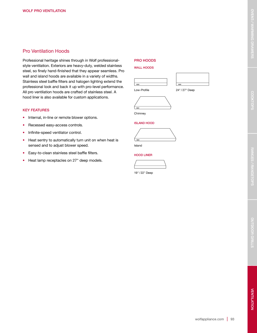 Sub-Zero DO30-2F/S-PH DO30PE/S/PH, SO30-2U/S-TH SO30TE/S/TH manual Pro Ventilation Hoods, Wolf PRO Ventilation, PRO Hoods 