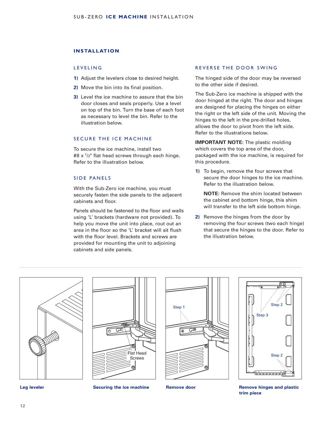 Sub-Zero UC-15IO manual Lev Eli N G 