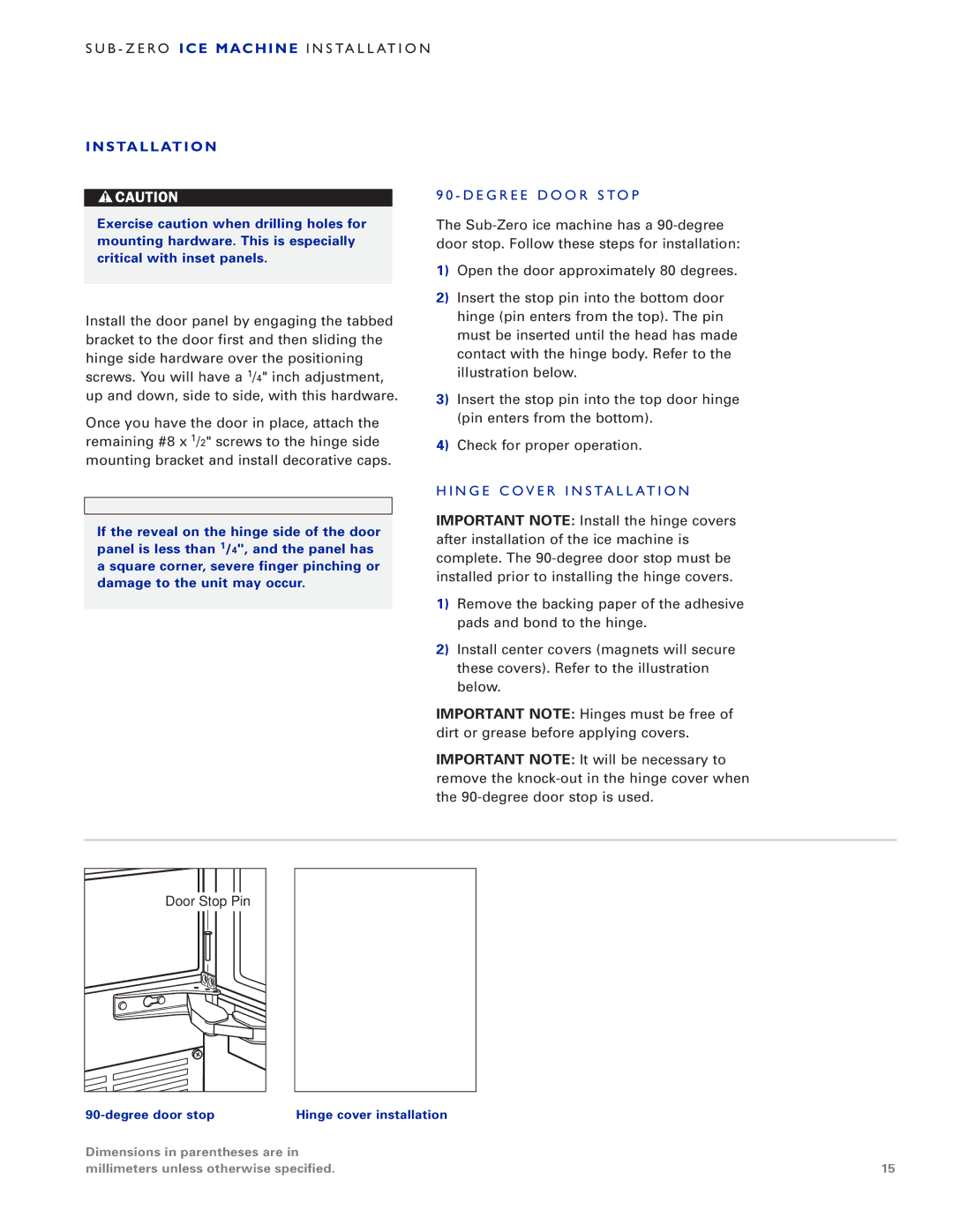 Sub-Zero UC-15IO manual DE G R EE do O R ST OP 