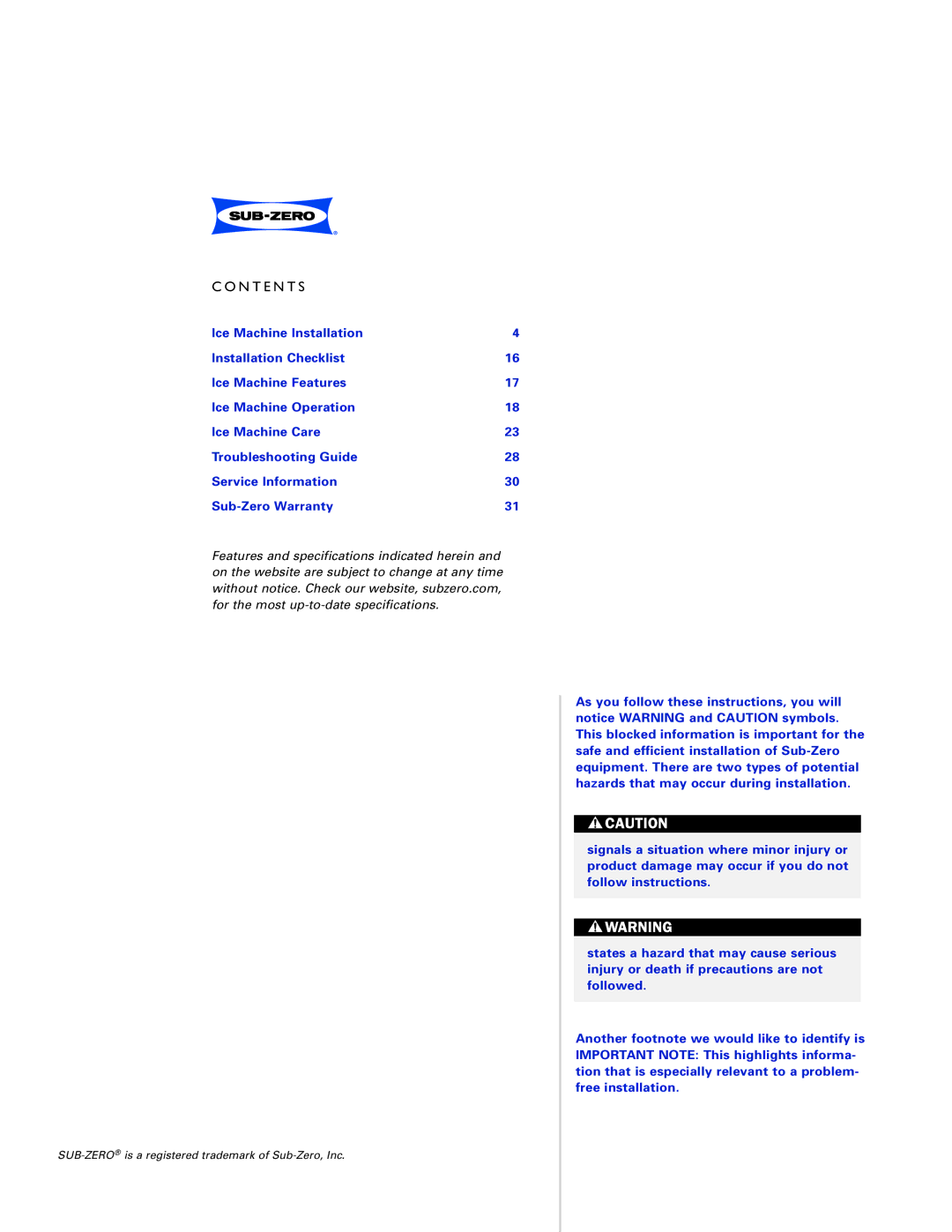 Sub-Zero UC-15IO manual Nt E Nts 