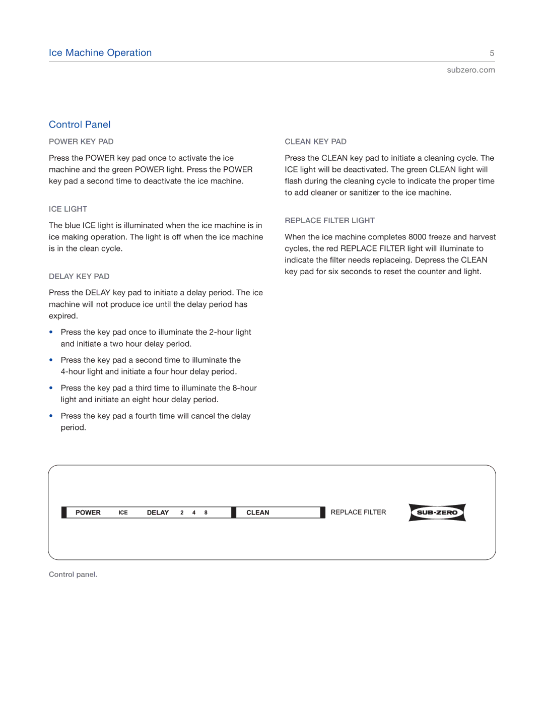 Sub-Zero UC-15IO UL, UC-15IPO manual Ice Machine Operation Control Panel 