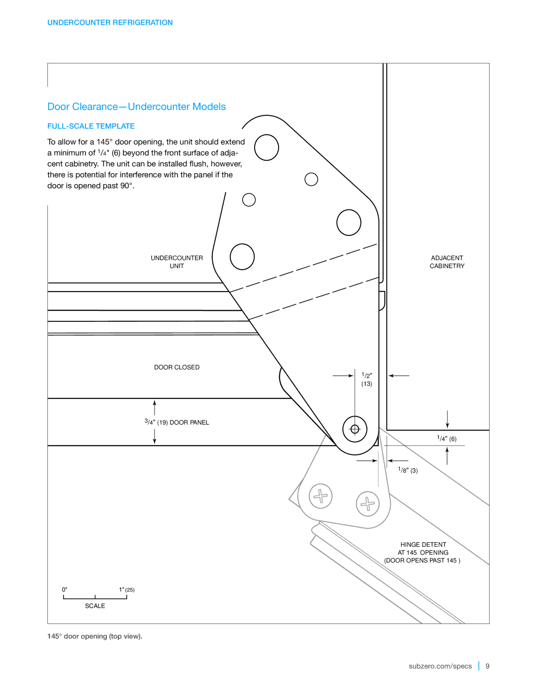 Sub-Zero UC-24R manual Door Clearance-Undercounter Models 