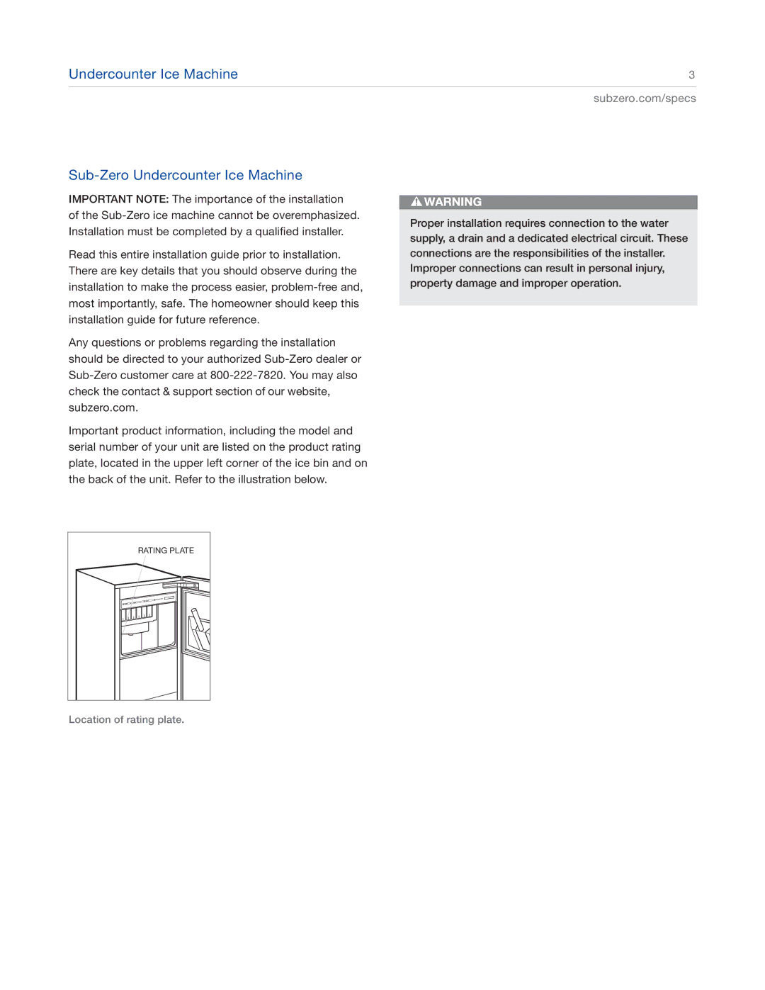 Sub-Zero UC15IO manual Undercounter Ice Machine Sub-Zero Undercounter Ice Machine 