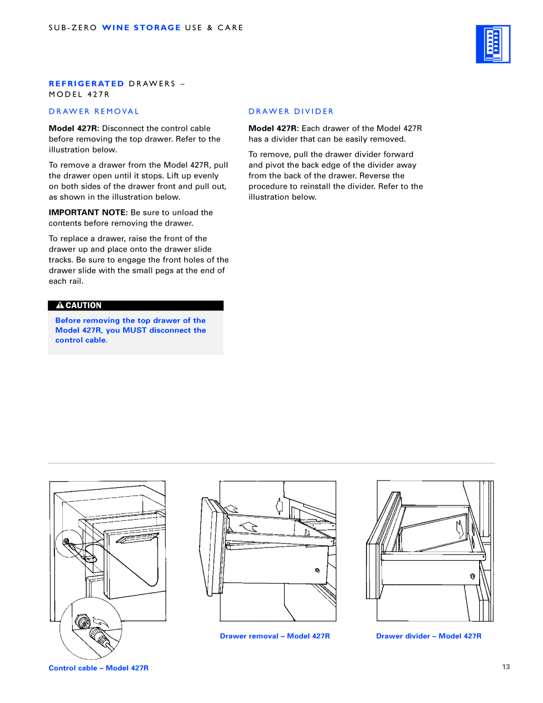 Sub-Zero WINE STORAGE manual Aw E R R E M O Va L, A W E R D I V I D E R 