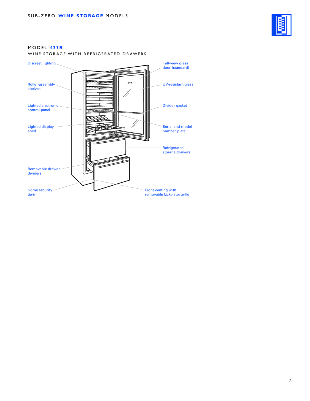 Sub-Zero WINE STORAGE manual D E L 427R 