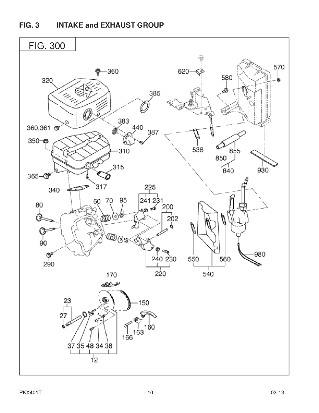 Subaru PKX401T manual Intake and Exhaust Group 