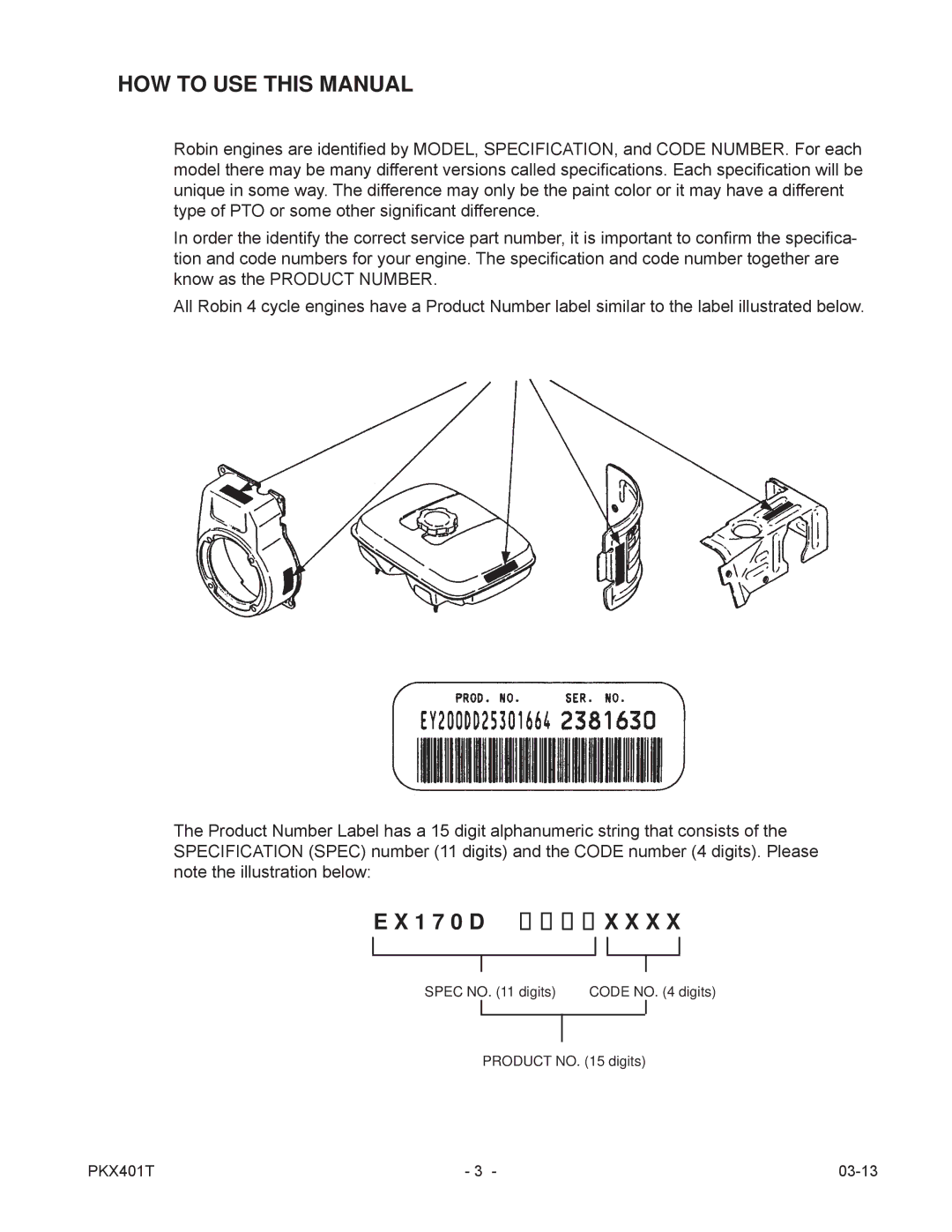 Subaru PKX401T manual HOW to USE this Manual 