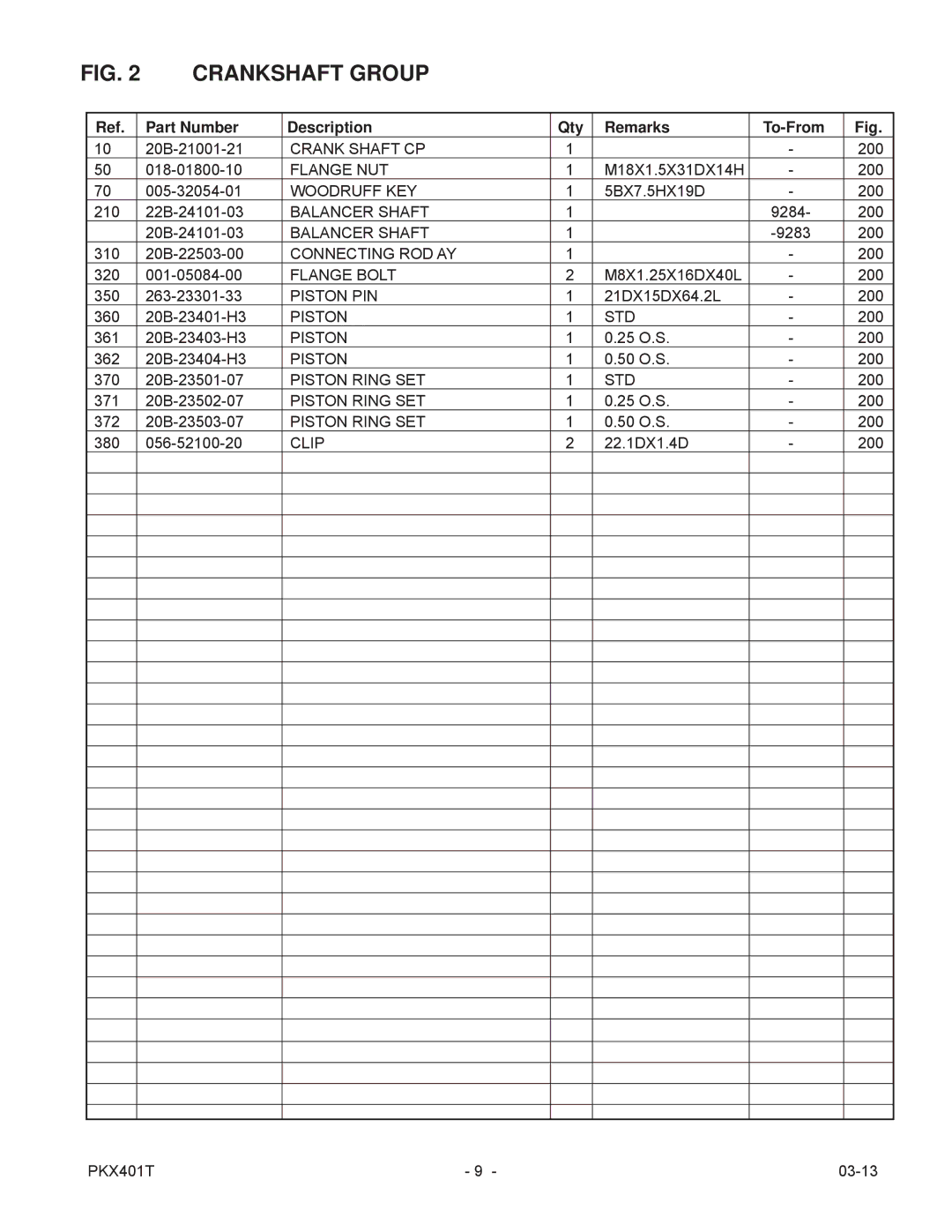 Subaru PKX401T manual Crank Shaft CP 