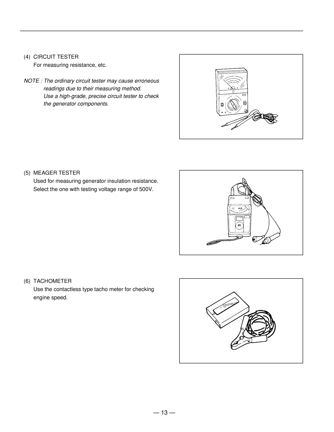 Subaru R1100 service manual Circuit Tester, Meager Tester, Tachometer 