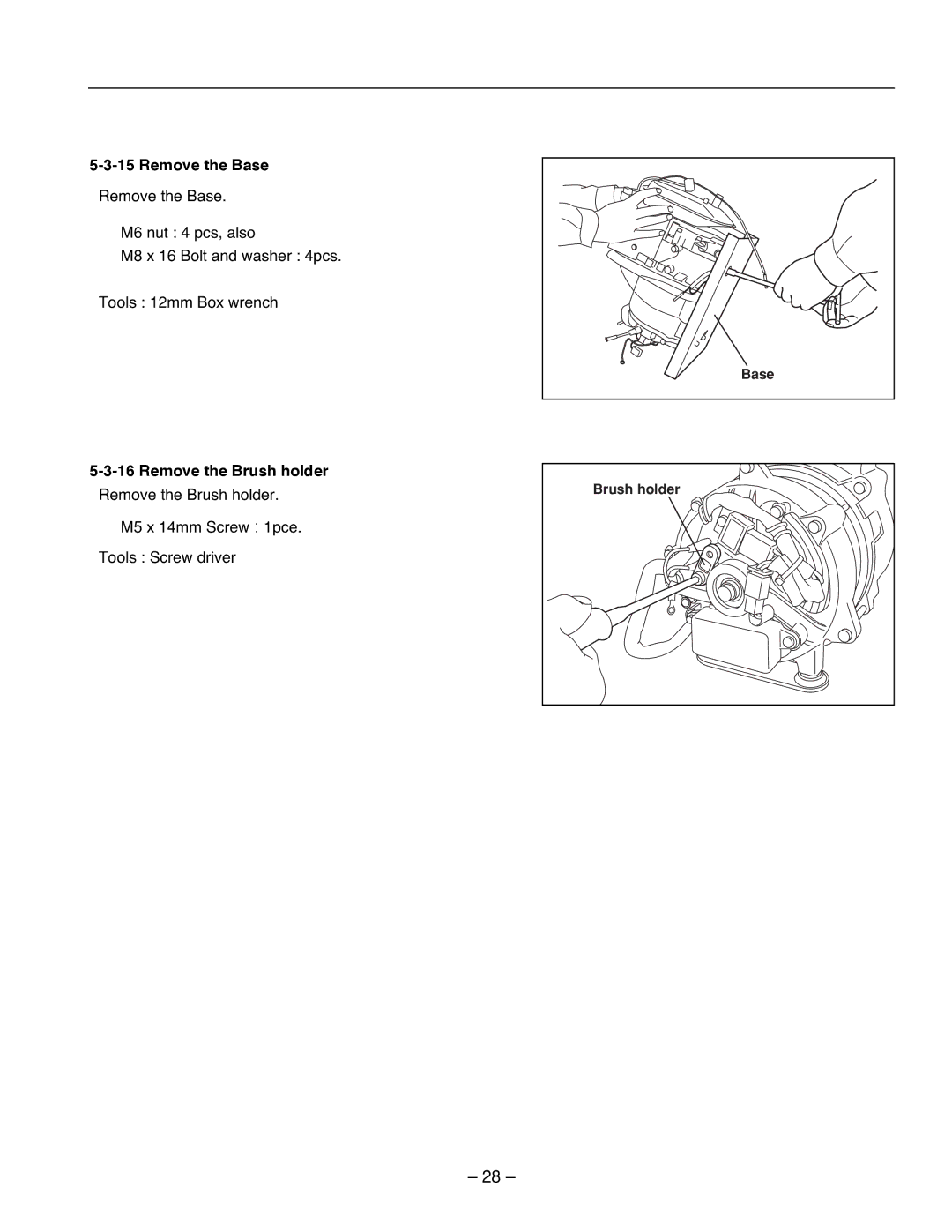 Subaru R1100 service manual Remove the Base, Remove the Brush holder 