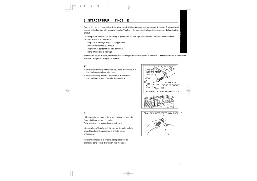 Subaru RG3200IS, RG4300IS, RG2800IS manual Intercepteur Détincelle, Comment enlever lintercepteur détincelle 