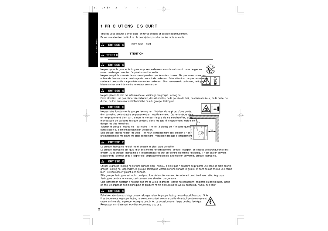 Subaru RG2800IS Précautions DE Sécurité, Si les instructions ne sont pas observées, Les instructions ne sont pas observées 