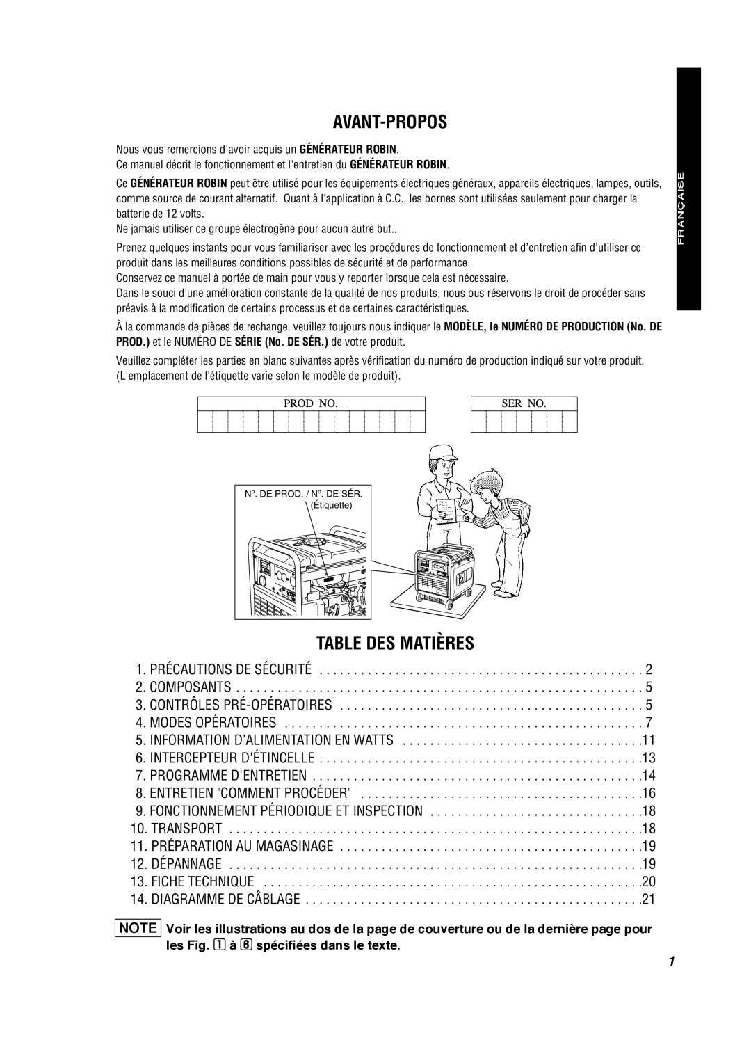Subaru RG3200IS, RG4300IS, RG2800IS manual Avant-Propos, Table Des Matières, Française Française, Español 