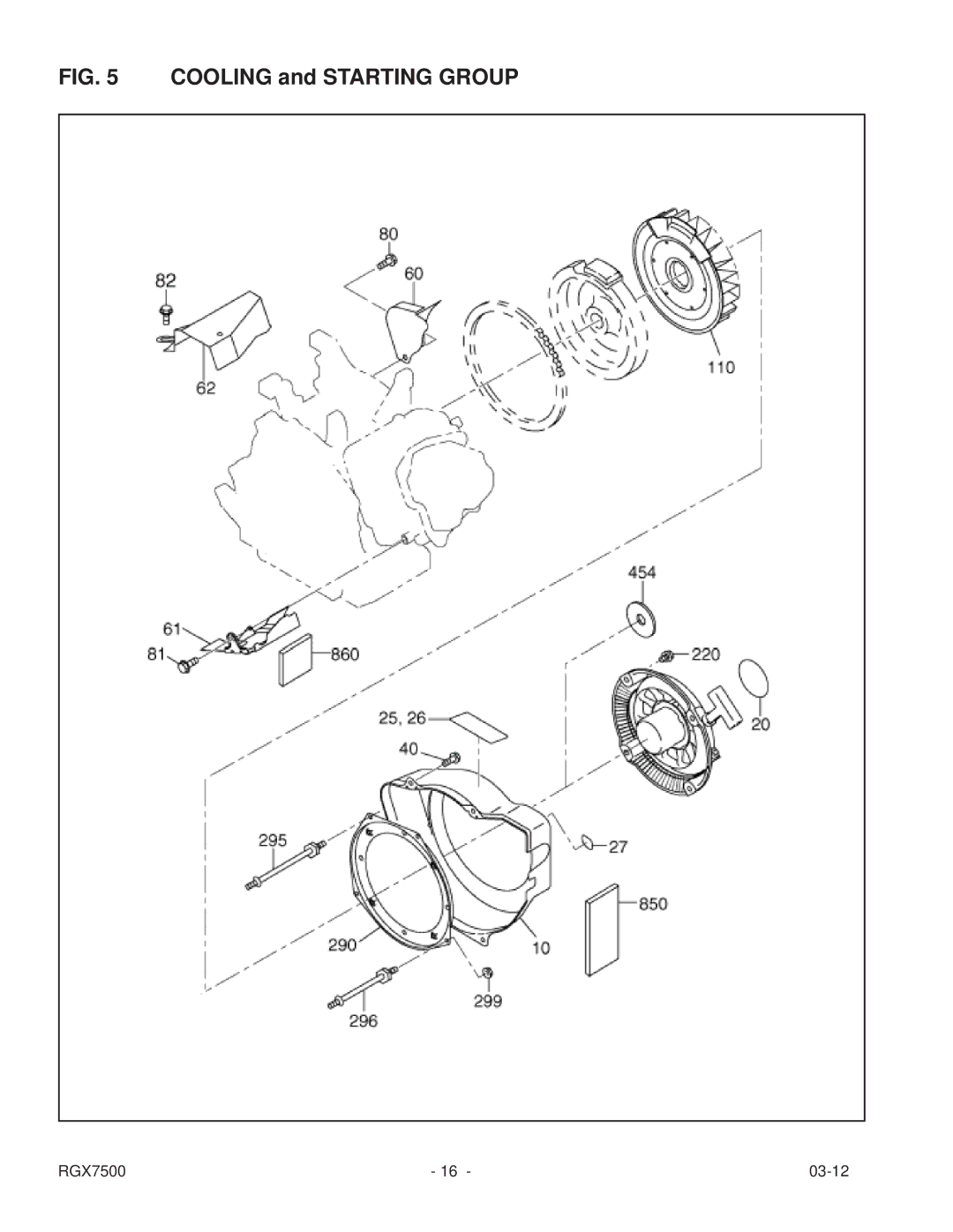 Subaru RGX7500E manual Cooling and Starting Group 