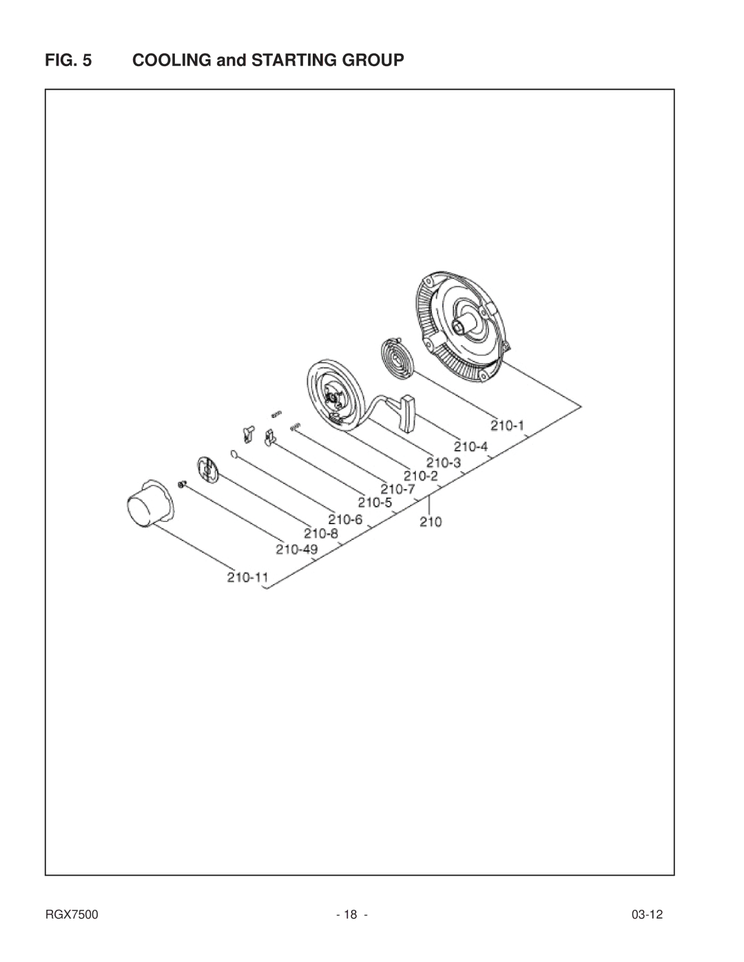 Subaru RGX7500E manual Cooling and Starting Group 