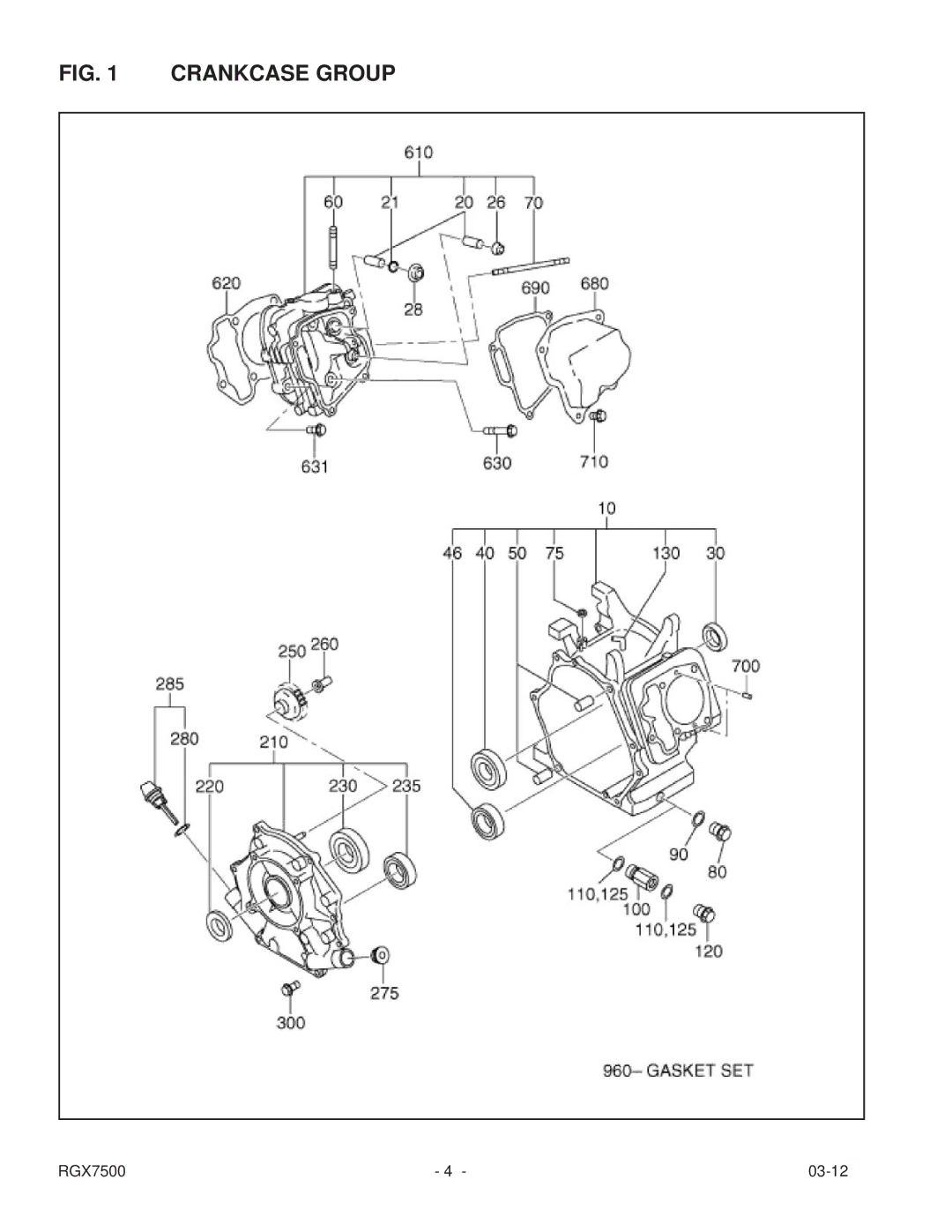 Subaru RGX7500E manual Crankcase Group 