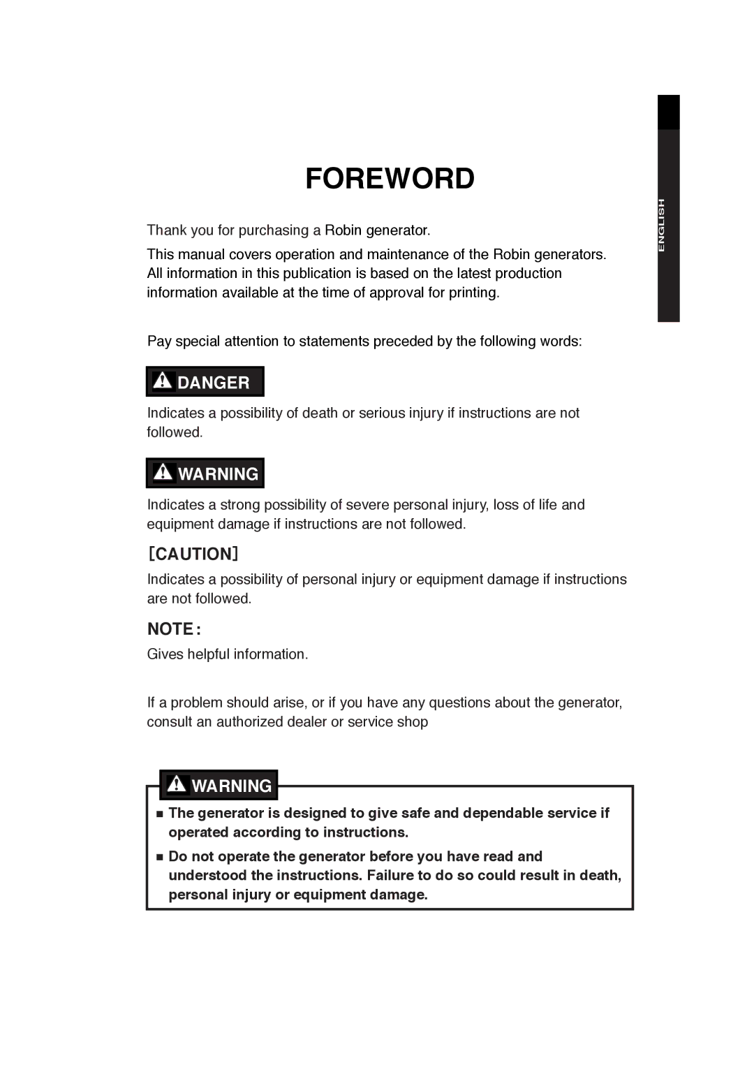 Subaru RGX7100, RGX7800, RGX3000, RGX3800, RGX5100 manual Foreword, ［Caution］ 