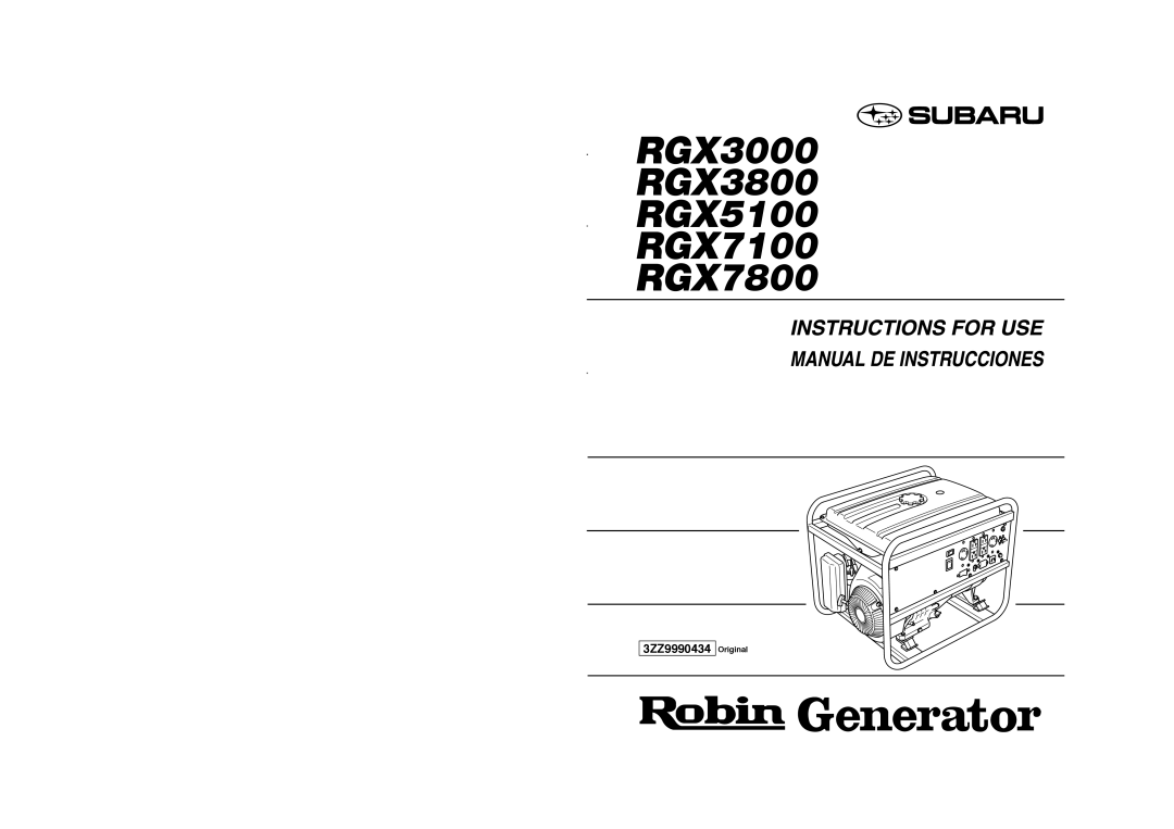 Subaru manual 3ZZ9990434, RGX3000 RGX3800 RGX5100 RGX7100 RGX7800, Original 
