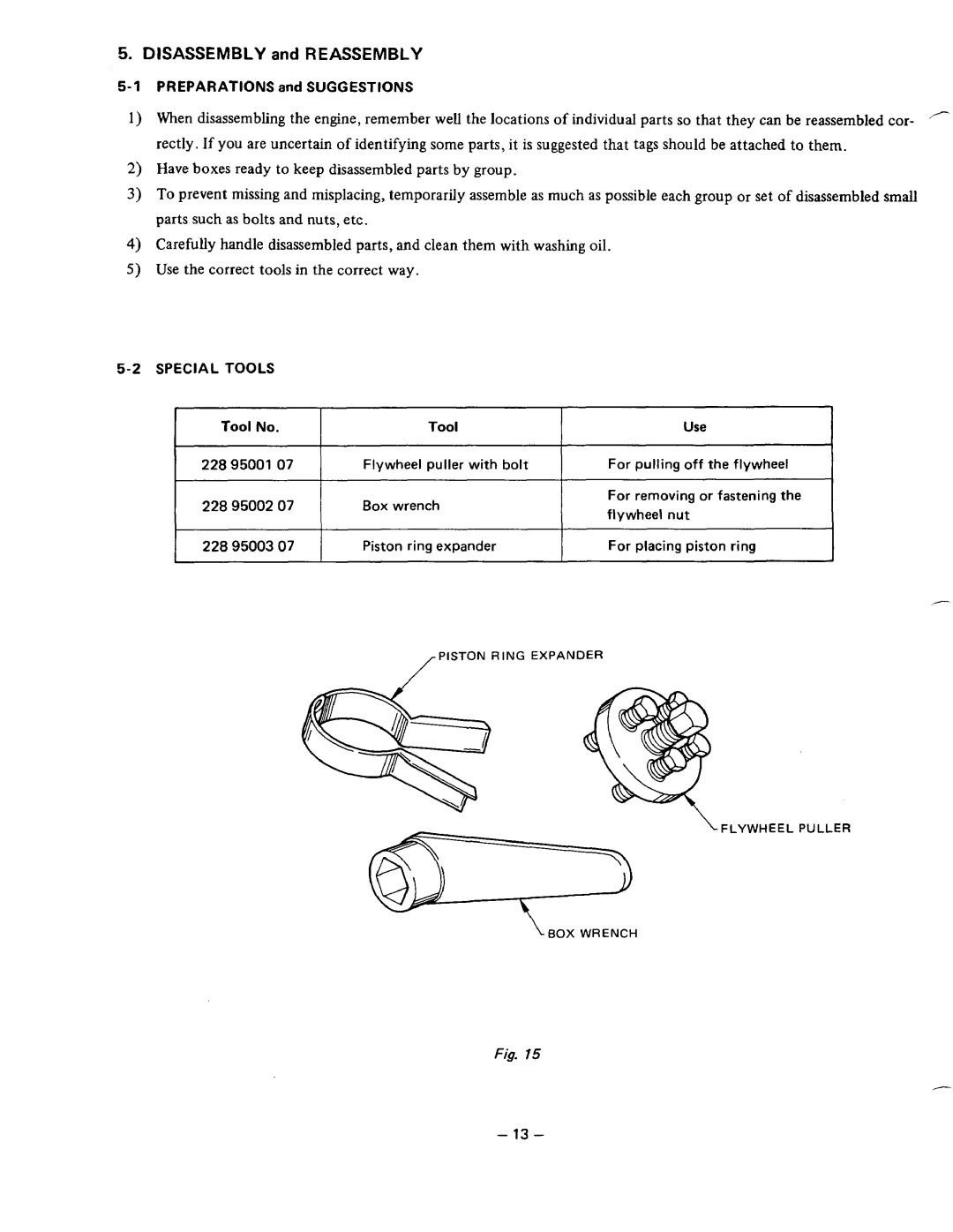 Subaru Robin Power Products DY41, DY35, DY30 manual Disassembly and Reassembly, Special Tools 