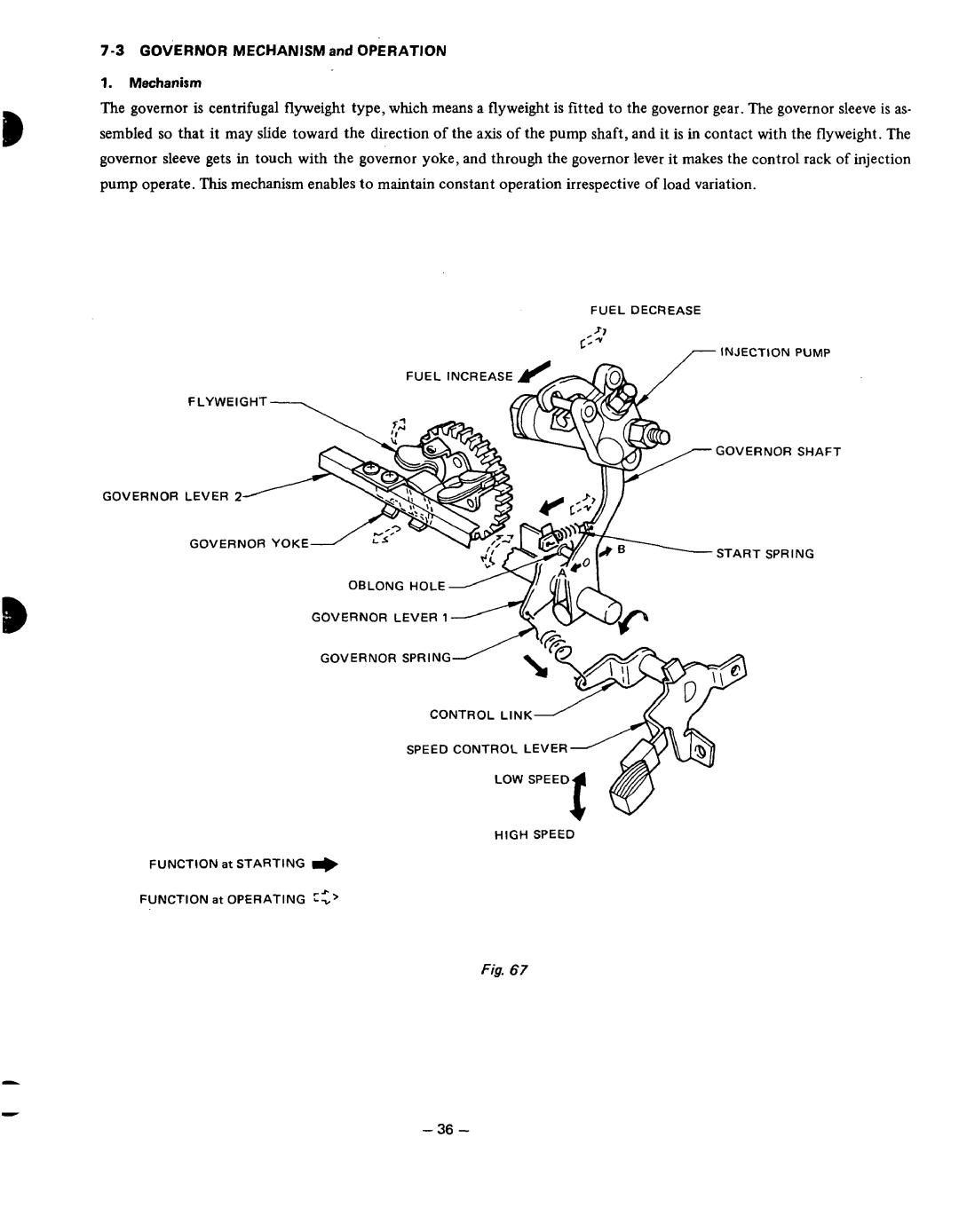 Subaru Robin Power Products DY35, DY41, DY30 manual 3GOVERNORMECHANISM and Operation Mechanism 