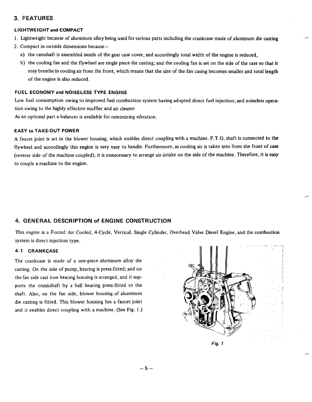 Subaru Robin Power Products DY30, DY35, DY41 manual Generaldescription of ENGlME Construction 