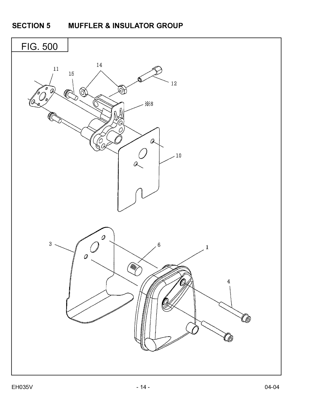 Subaru Robin Power Products EH035V manual Muffler & Insulator Group 