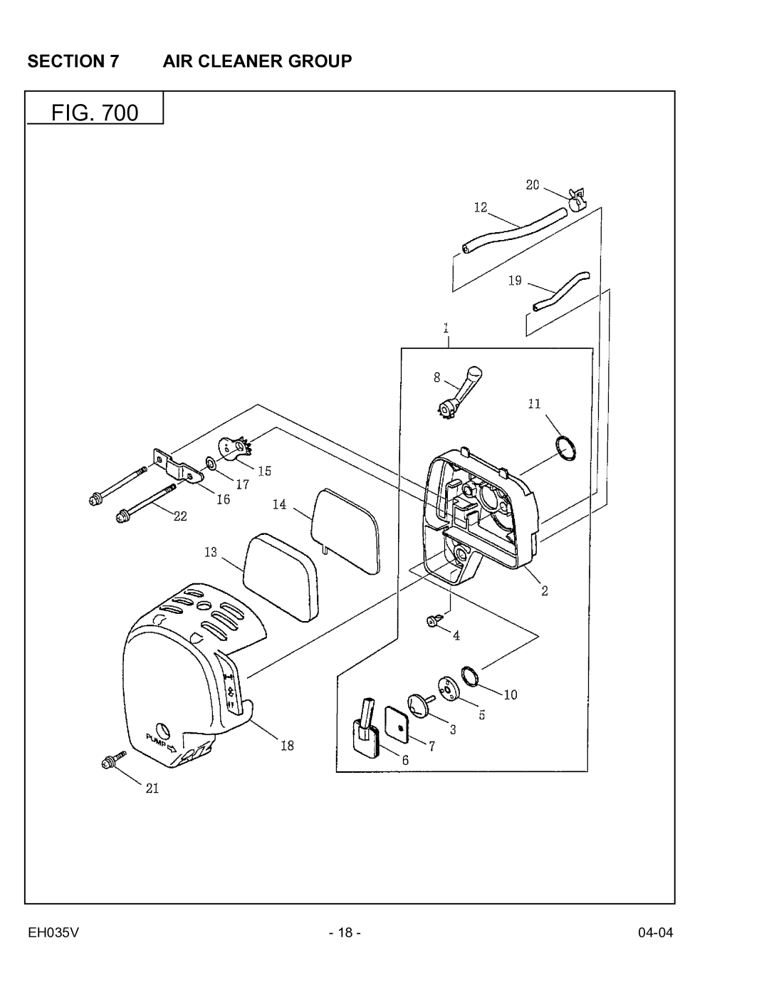 Subaru Robin Power Products EH035V manual AIR Cleaner Group 