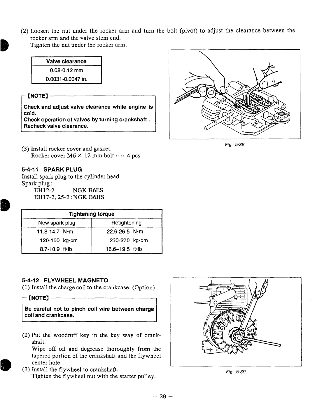 Subaru Robin Power Products EH12-2, EH17-2, EH25-2 manual Spark plug, EH17-2,25-2NGK B6HS 