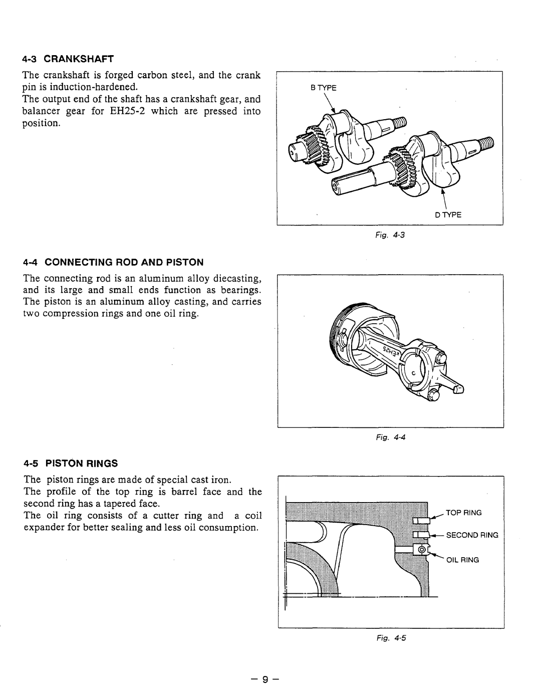 Subaru Robin Power Products EH12-2, EH17-2, EH25-2 manual Crankshaft is forged carbon steel, and the crank 