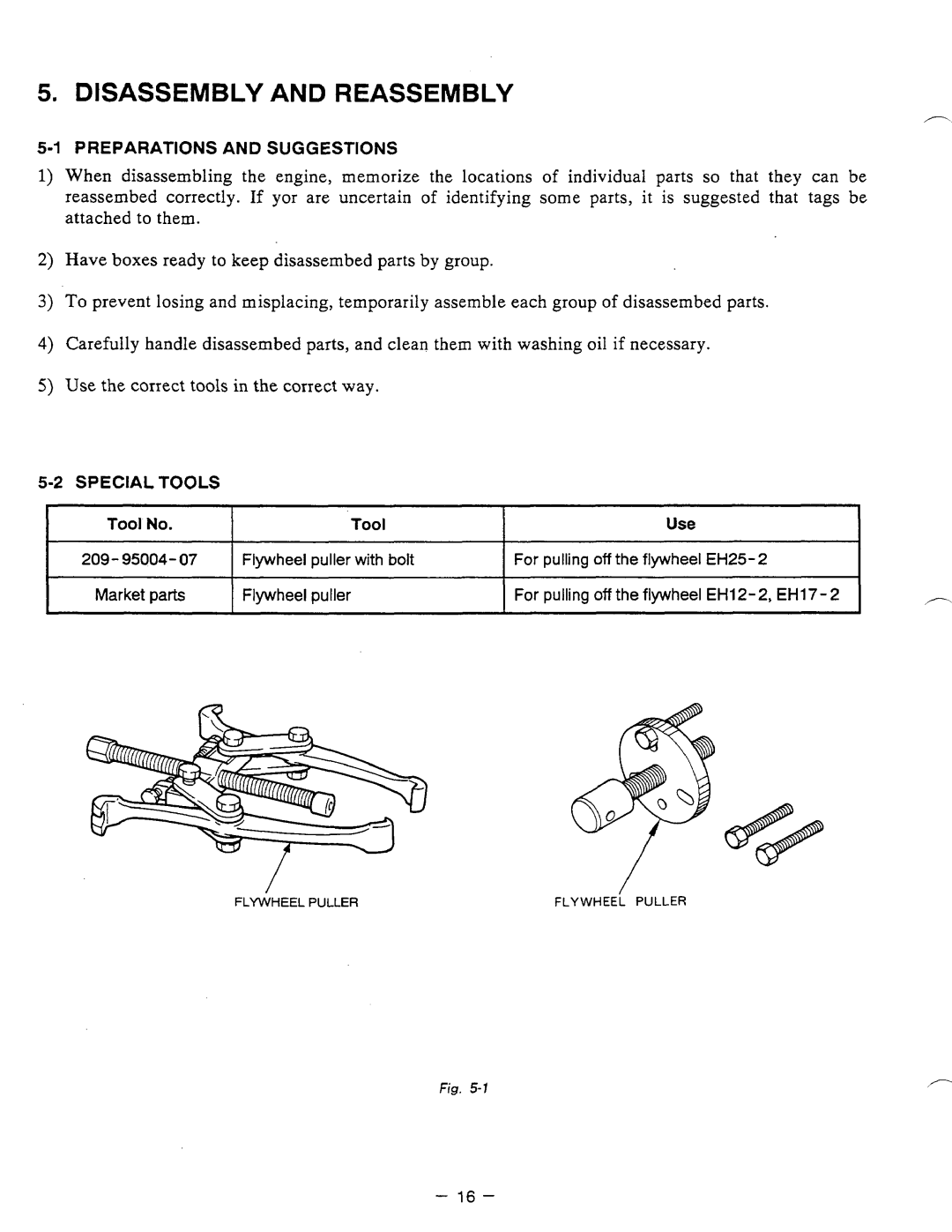 Subaru Robin Power Products EH12-2, EH17-2, EH25-2 manual Disassembly and Reassembly 