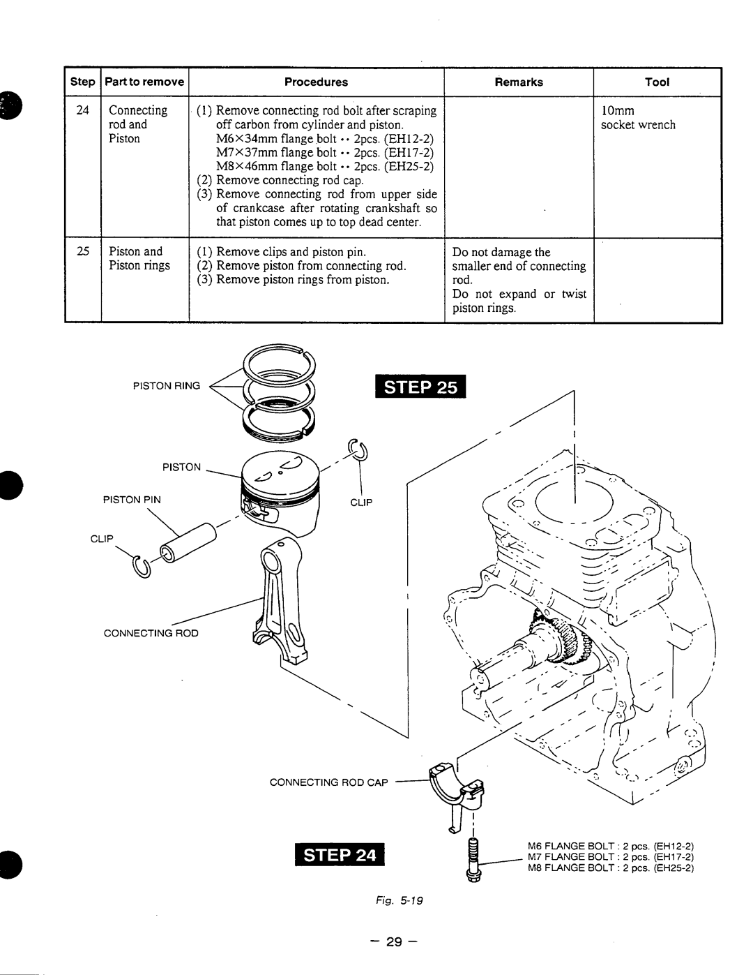 Subaru Robin Power Products EH12-2, EH17-2, EH25-2 manual Remove piston rings from piston 