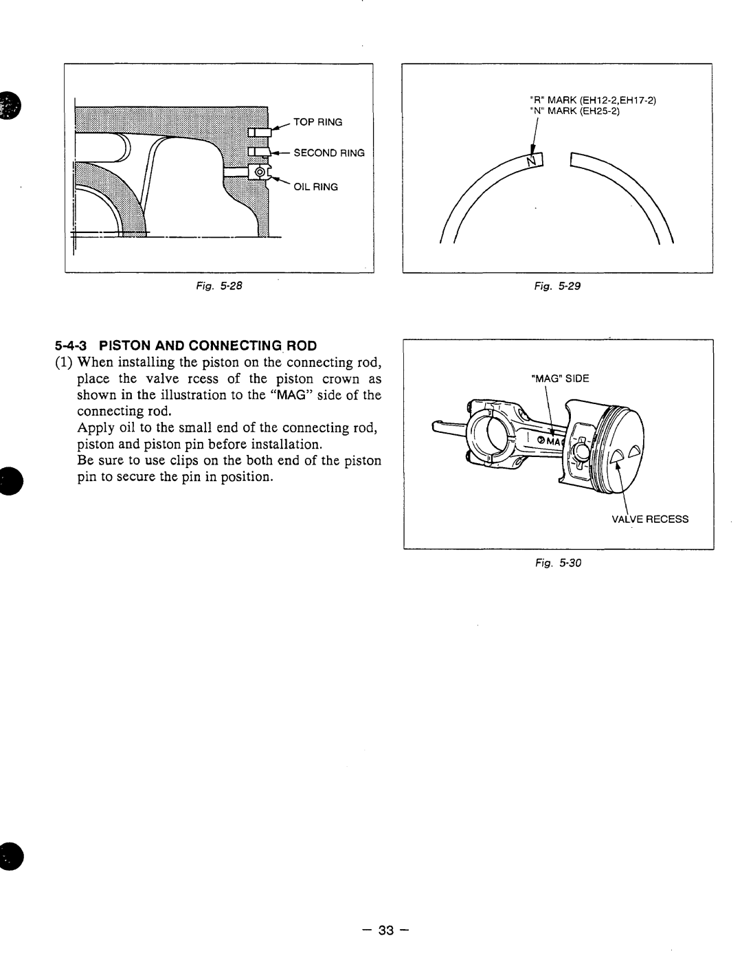 Subaru Robin Power Products EH12-2, EH17-2, EH25-2 manual Valve Recess 