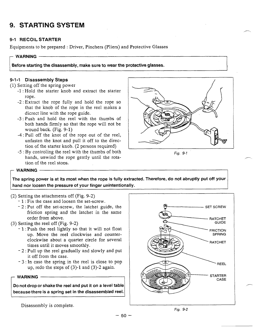 Subaru Robin Power Products EH12-2, EH17-2, EH25-2 manual Starting System 