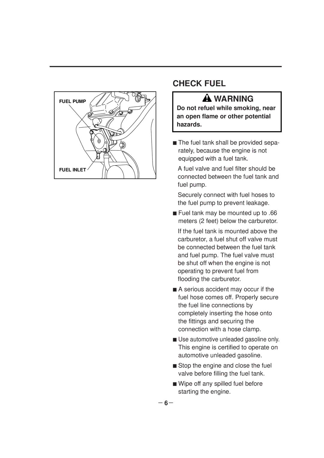 Subaru Robin Power Products EH63D, EH65D, EH64D manual Check Fuel 