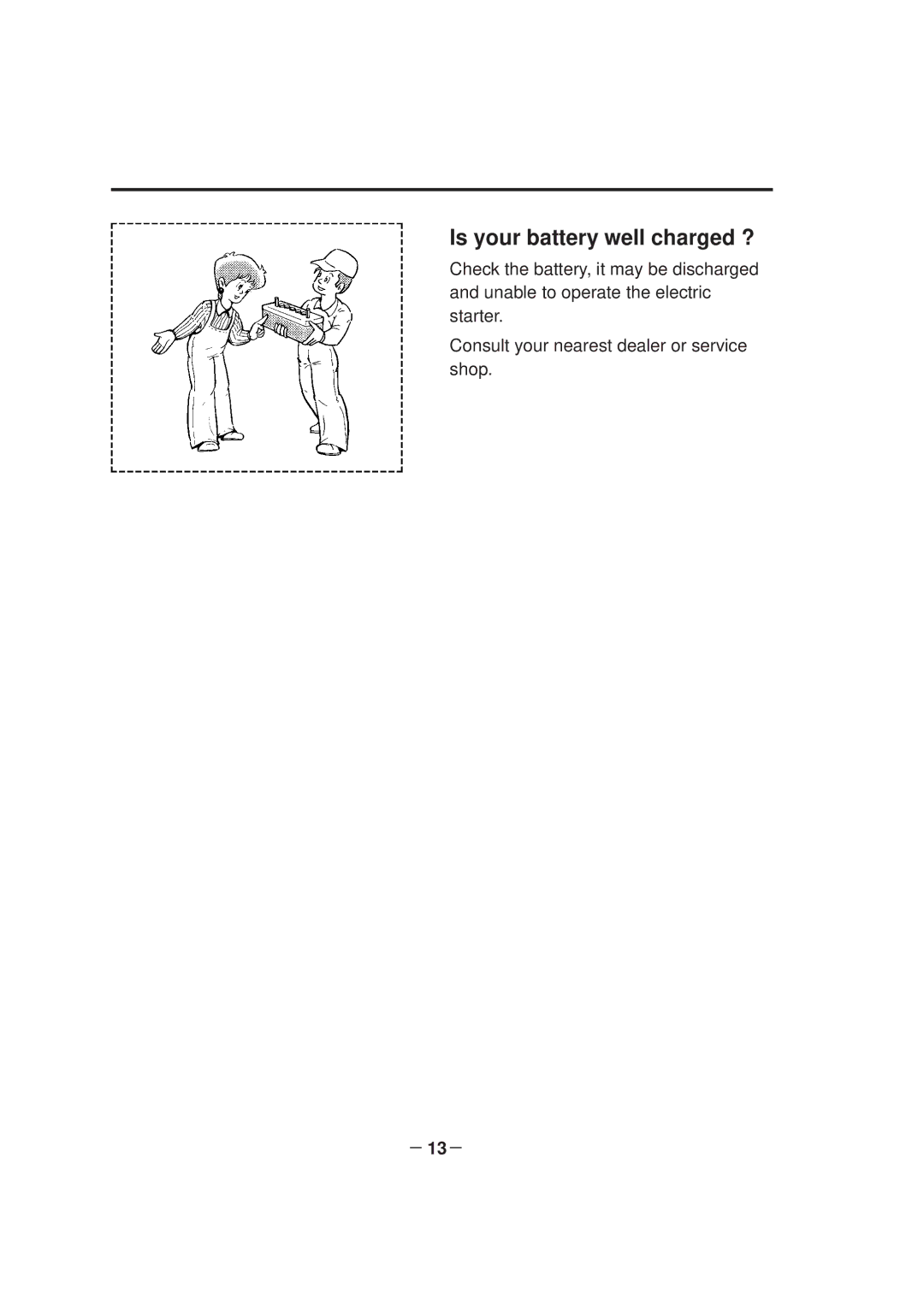 Subaru Robin Power Products EH65D, EH64D, EH63D manual Is your battery well charged ? 