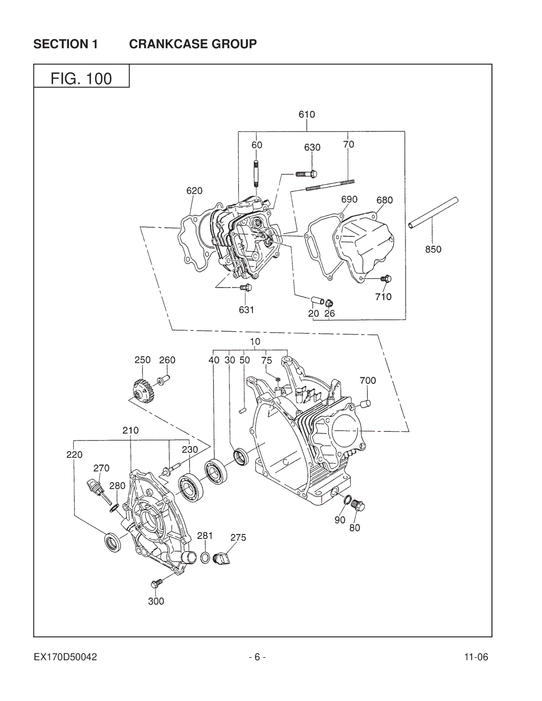 Subaru Robin Power Products EX17 manual Crankcase Group 