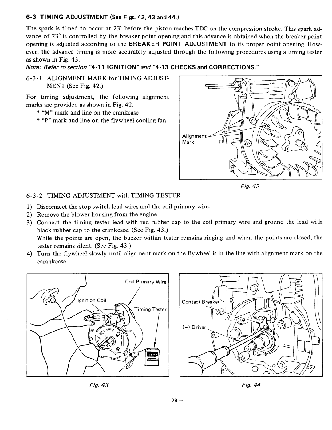 Subaru Robin Power Products EY20V, EY15V manual Timing Adjustment See Figs ,43 