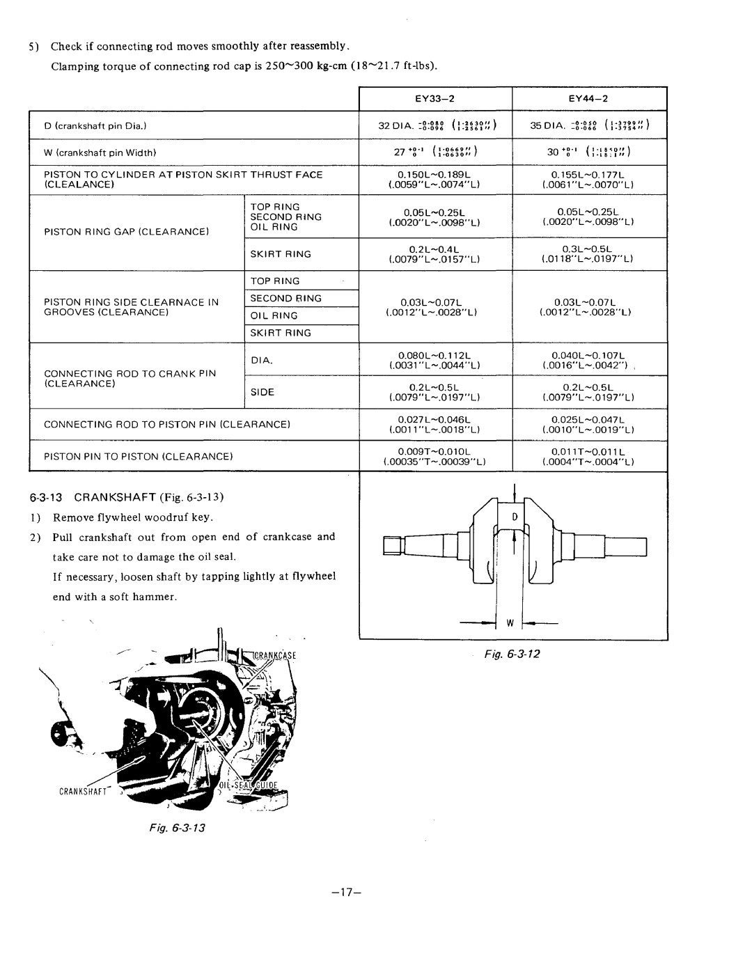 Subaru Robin Power Products EY33-2, EY44-2 manual 13CRANKSHAFT -3-13 