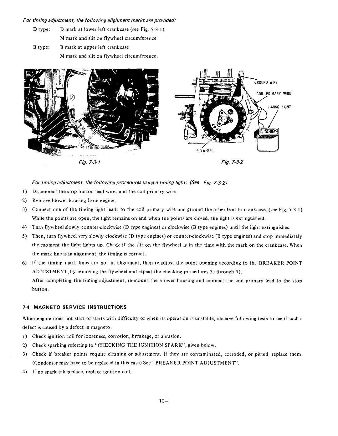 Subaru Robin Power Products EY33-2, EY44-2 manual See Fig, 4MAGNETO Service Instructions 